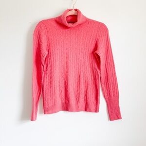 J. Crew Barbie Pink Cable Knit Turtle Neck Sweater Small cashmere wool blend